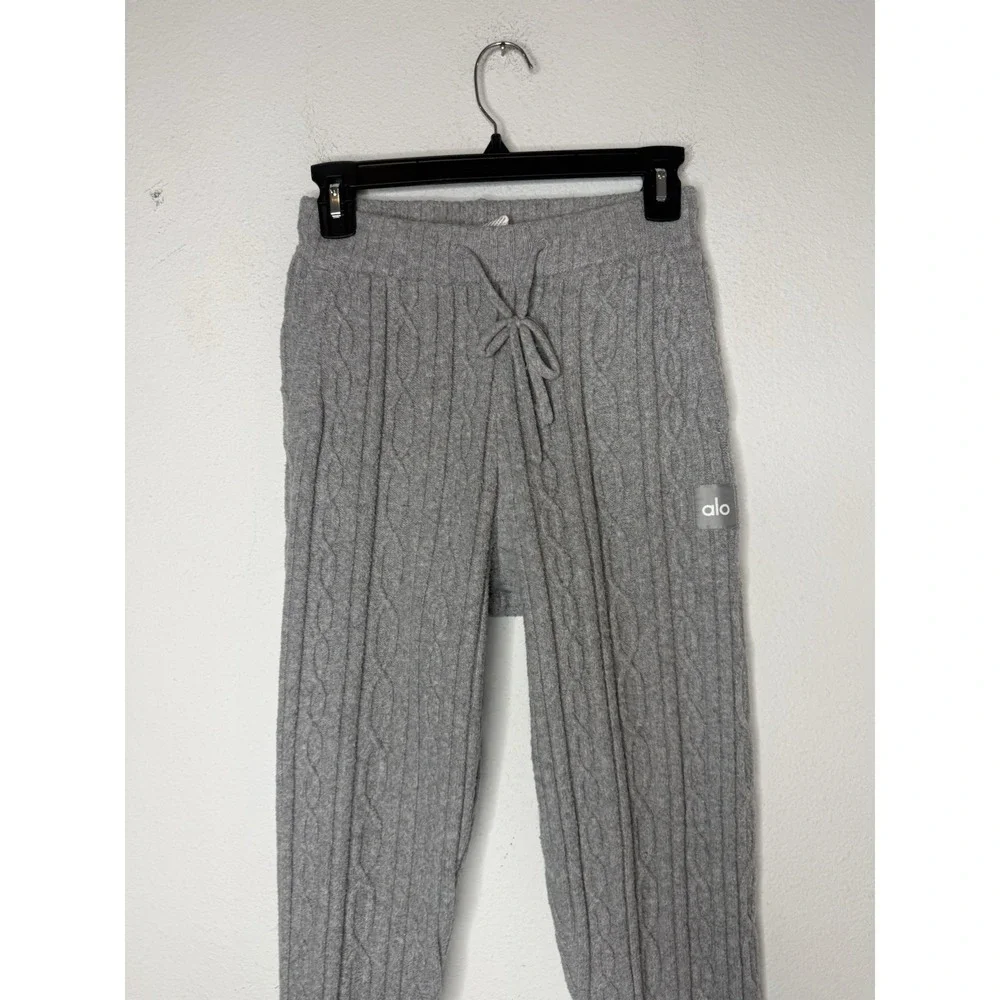 Alo Yoga Winter Bliss Pant Cable Knit Sweater Pants Grey XXS Minimalist‎ Cozy